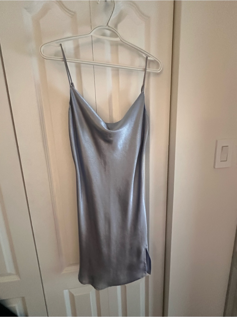 Urban Outfitters Silver Satin Cowl Mini Dress